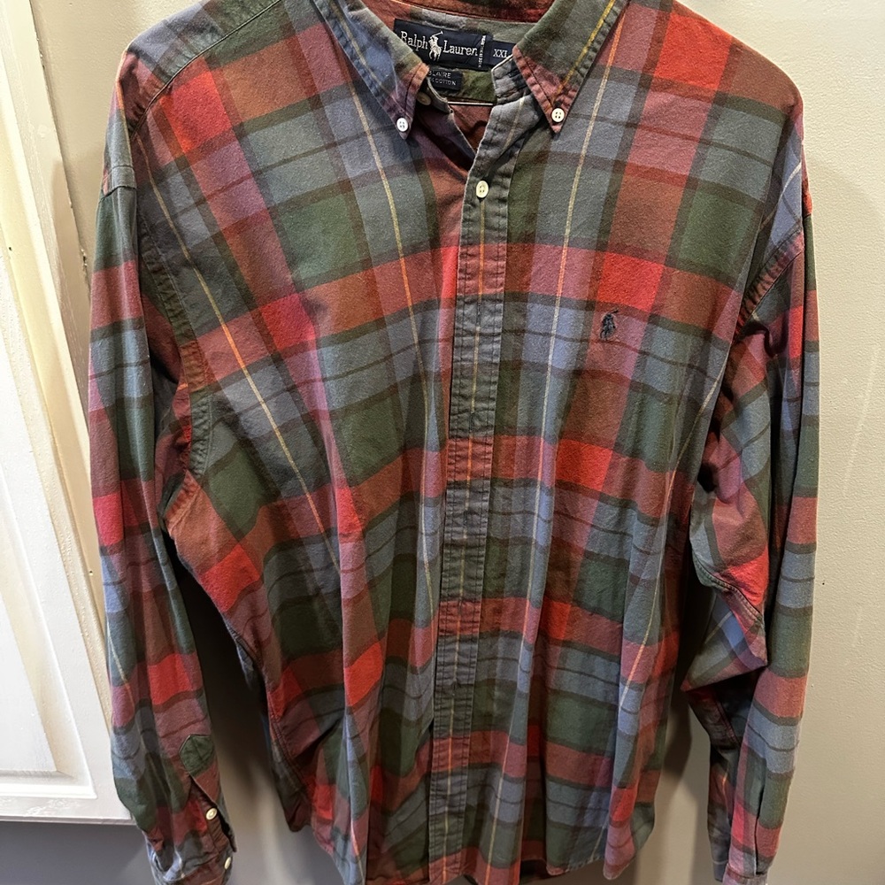 Ralph Lauren Red and Green Casual Button Down Shirt